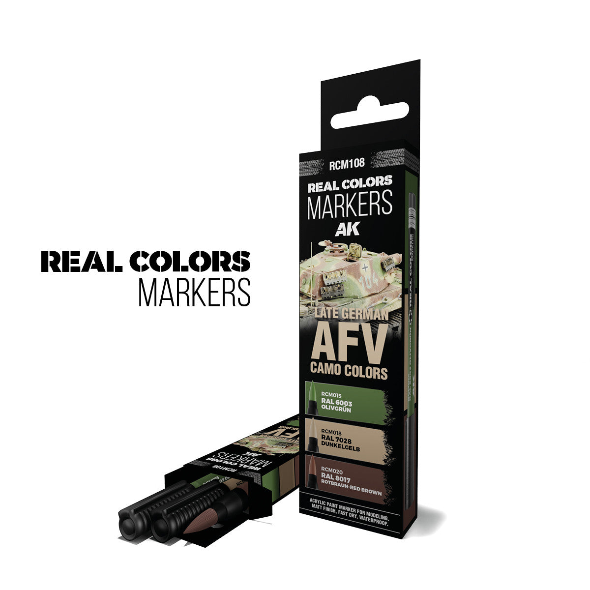 RCM108 - REAL COLORS MARKERS - LATE GERMAN AFV CAMO COLORS - SET DA 3 COLORI
