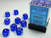 CHX 23806 - SET 36 DADI 6 FACCE 12MM - BLUE W/WHITE