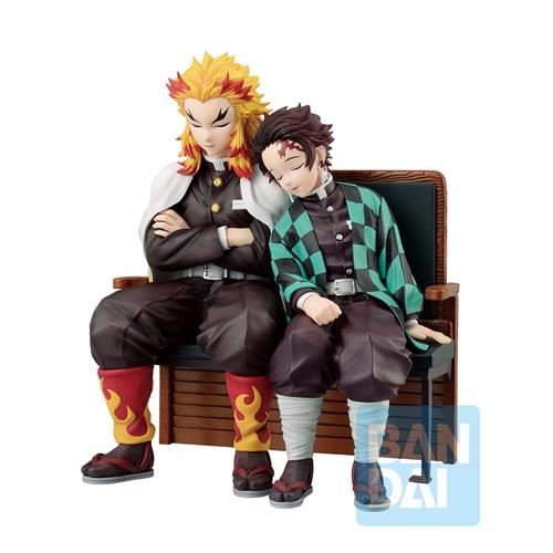 67088 - DEMON SLAYER - ICHIBANSHO FIGURE FROM ICHIBAN KUJI LOCUS - KYOJURO RENGOKU & TANJIRO KAMADO 17CM