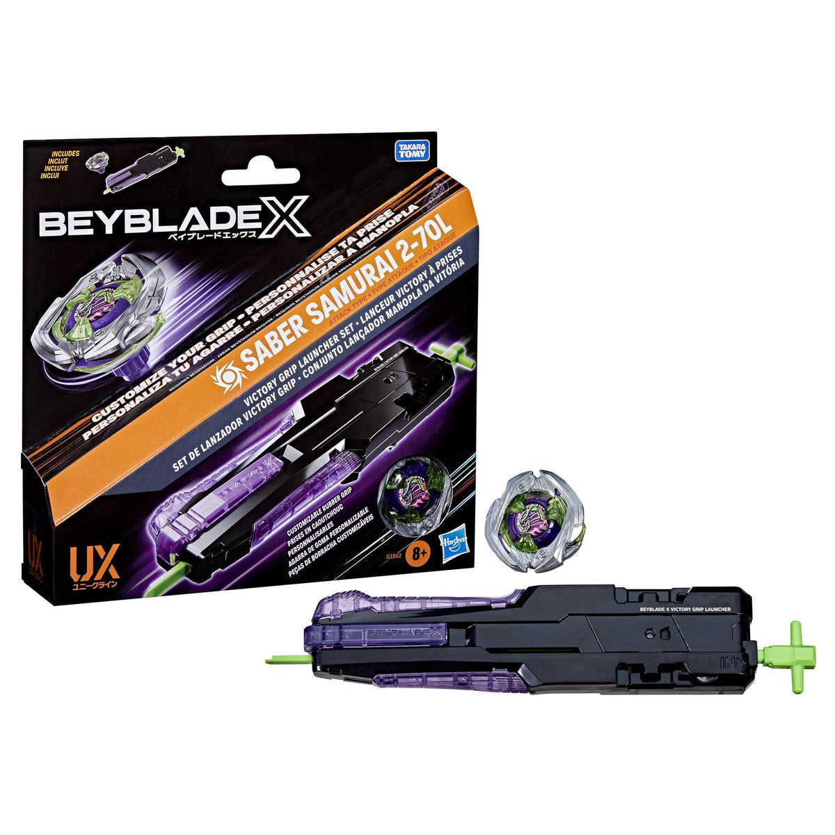 BEYBLADE-X - SABER SAMURAI 2-70L - VICTORY GRIP LAUNCHER