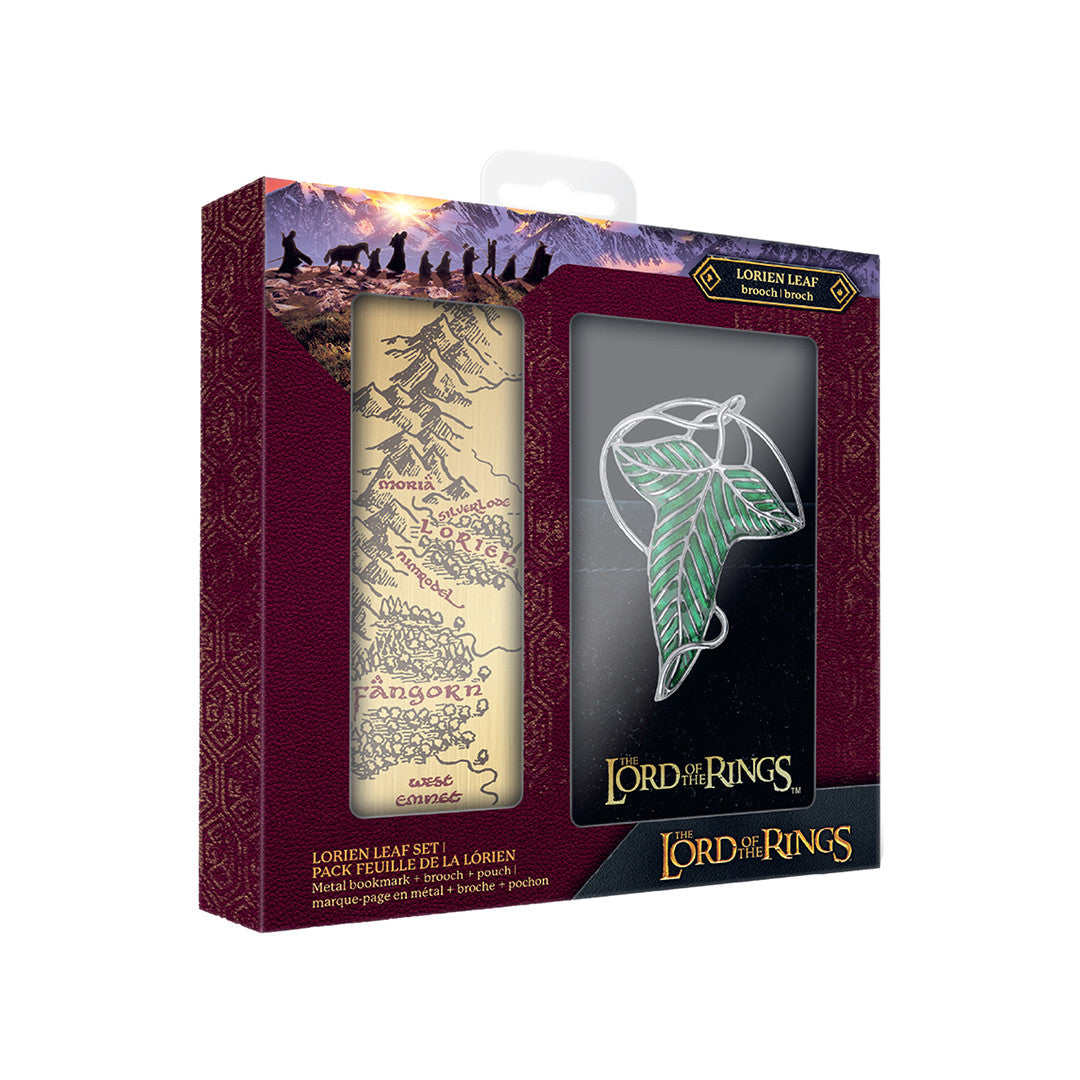 MAP3702 - IL SIGNORE DEGLI ANELLI - SET SPILLA DI LOTHLÓRIEN E SEGNALIBRO IN METALLO