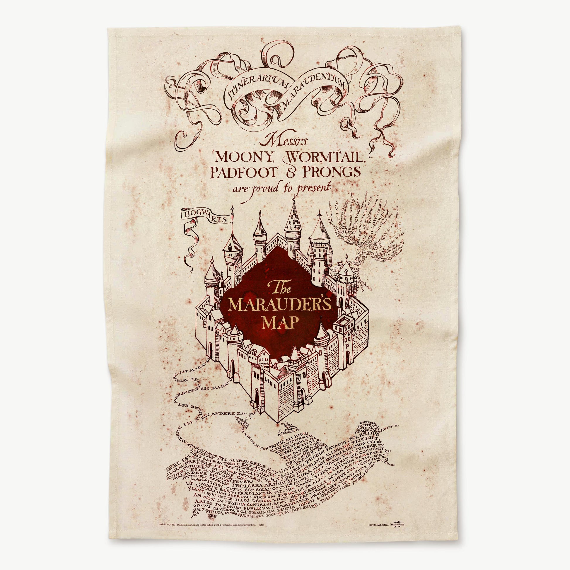 HPT01A - HARRY POTTER - THE MARAUDER'S MAP: COVER DESIGN - TEA TOWEL