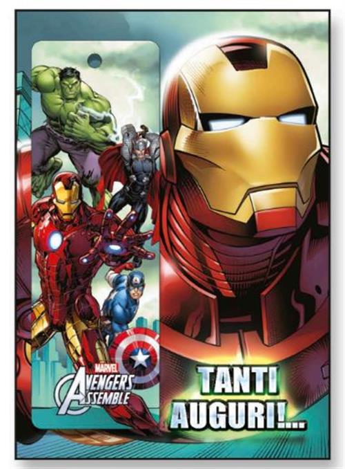 AV07 - MARVEL - BIGLIETTO AUGURI (COMPLEANNO) CON SEGNALIBRO - 11.8X16.8 - AVENGERS: IRON MAN