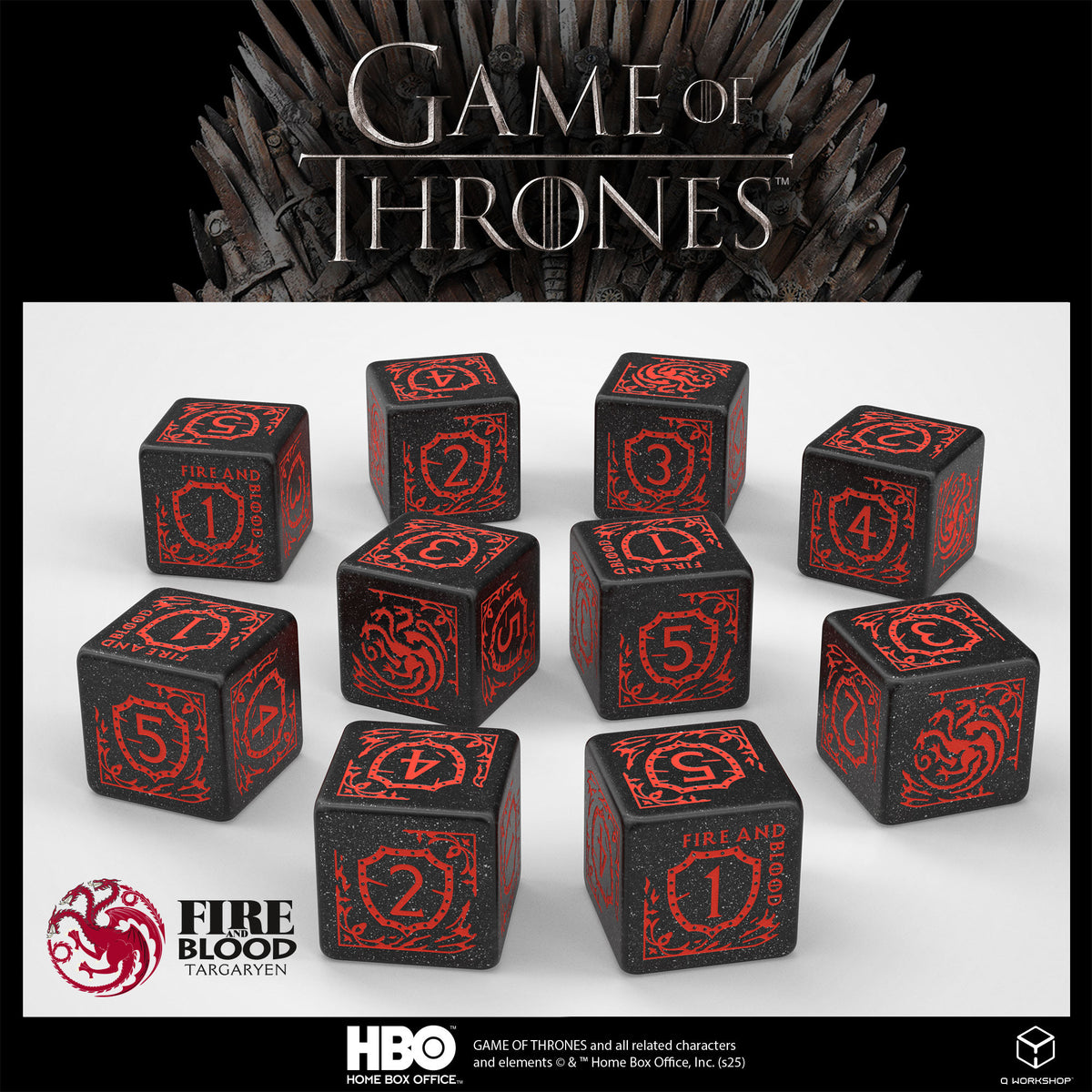 GOT/00190166/2025/3/A - SET 10 DADI - GAME OF THRONES - TARGARYEN