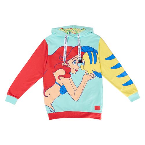 DISNEY - THE LITTLE MERMAID: 35TH ANNIVERSARY - FELPA CON CAPPUCCIO - ARIEL AND FLOUNDER 3XL