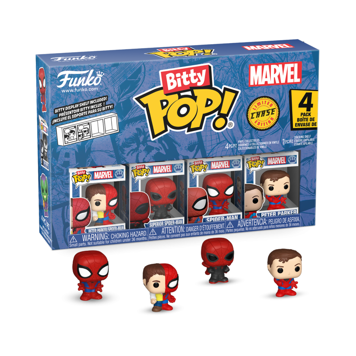 85704 - MARVEL: SPIDER-MAN - POP FUNKO BITTY VINYL FIGURE - PARKER SPLIT (4PK)