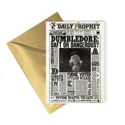 HPCARD12 - HARRY POTTER - THE DAILY PROPHET: 'DUMBLEDORE: DAFT OR DANGEROUS?' - NOTECARD