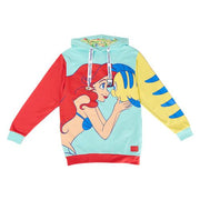 DISNEY - THE LITTLE MERMAID: 35TH ANNIVERSARY - FELPA CON CAPPUCCIO - ARIEL AND FLOUNDER L