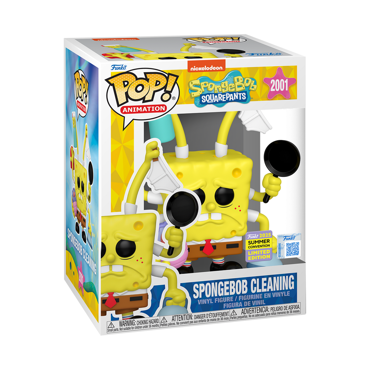 SPONGEBOB - POP FUNKO PREMIUM VINYL FIGURE - 2001 SPONGEBOB CLEANING 9CM FUNSIDE EXCL