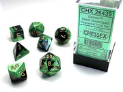 CHX 26439 - SET 7 DADI POLIEDRICI GEMINI - BLACK-GREEN W/GOLD